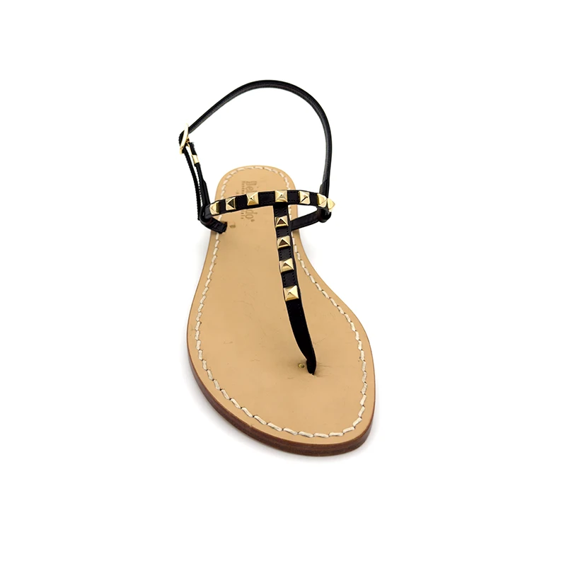 sandali classici - Caprese Pelle Nero Borchie vista frontale - sandalibellogrtodgrado