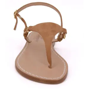 sandali classici - camoscio cammello-frontale-sandalibellogrado amalfi