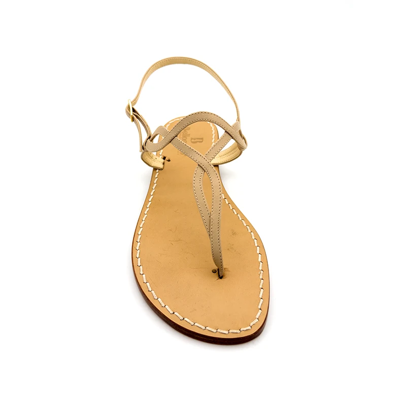 sandali classici - costiera Pelle Beige frontale-sandalibellogrtodgrado