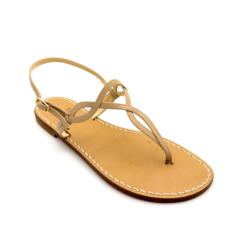 sandali classici - costiera Pelle Beige laterale-sandalibellogrtodgrado