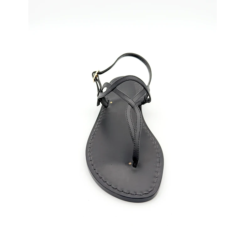 sandali classici - costiera Pelle Nero frontale-sandalibellogrtodgrado