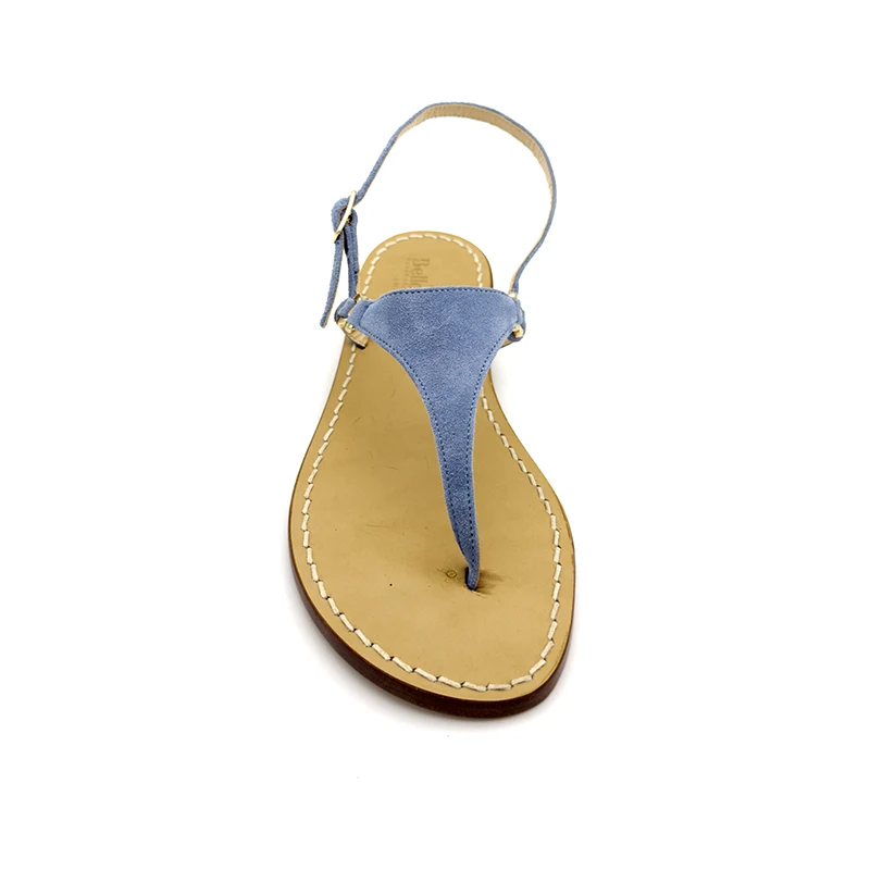 sandali classici - triangolo Camoscio Blu Jeans frontale-sandalibellogrtodgrado