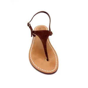 sandali classici - triangolo Camoscio Marrone frontale-sandalibellogrtodgrado