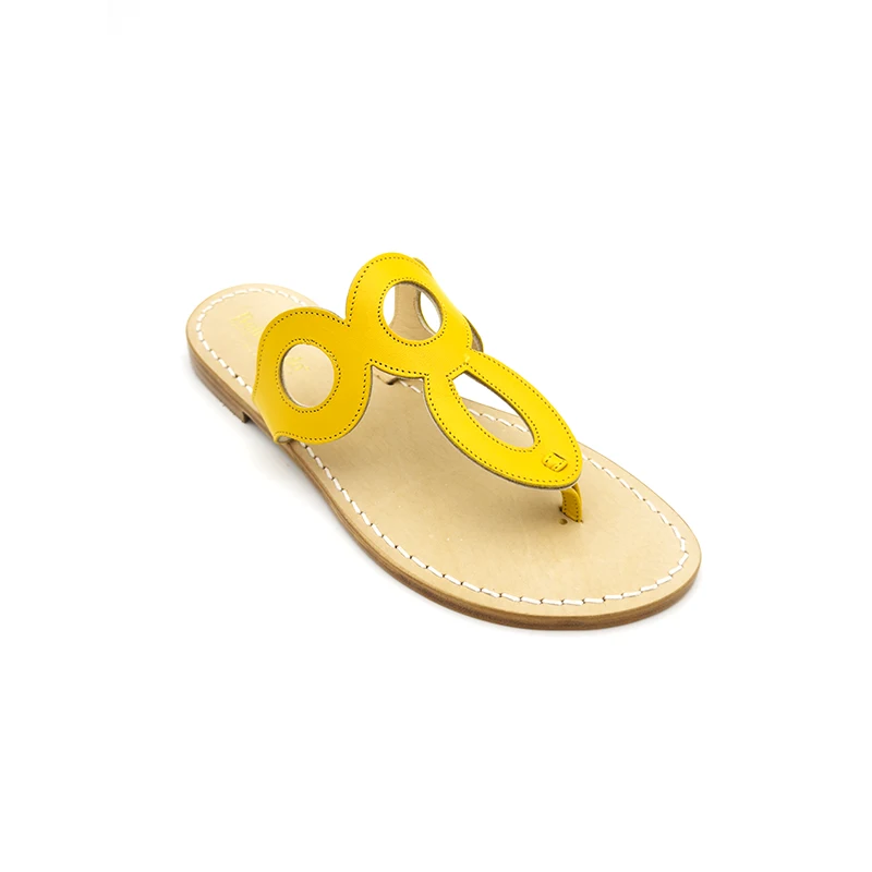 Ciabatta anni 70 pelle giallo laterale sandalibellogrado amalfi
