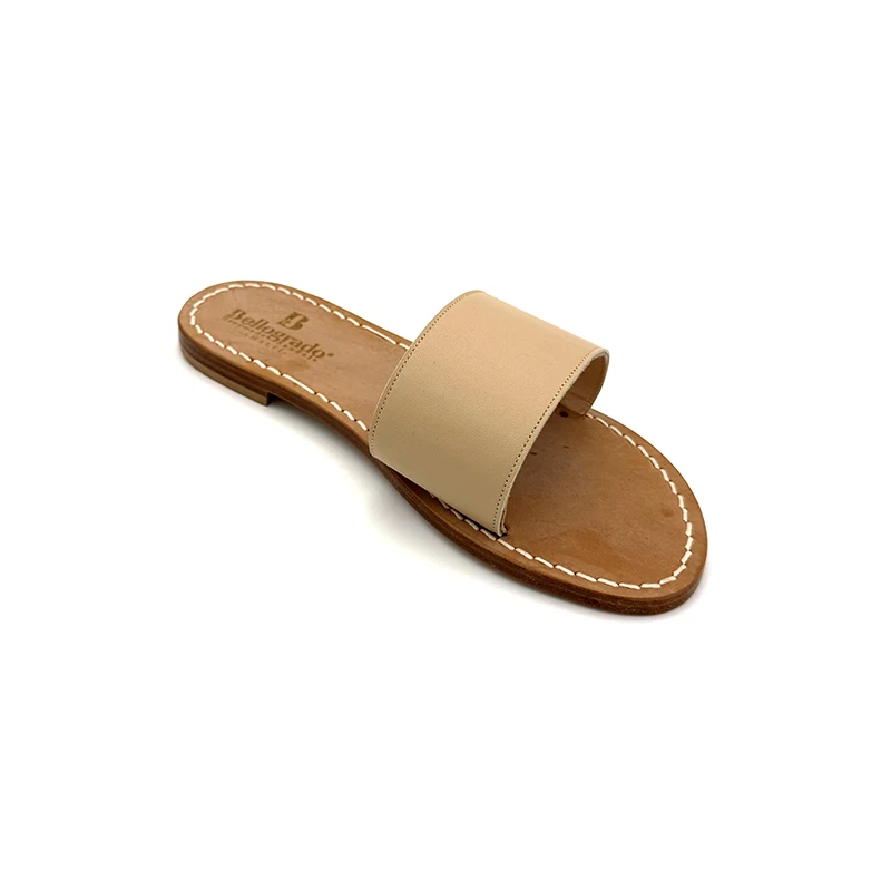 Ciabattina Fascione Pelle Beige laterale sandalibellogrado amalfi