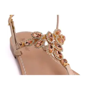 sandali gioiello amalfi - beige laterale - Bellogrado Amalfi