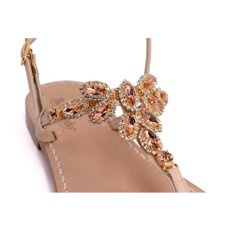 sandali gioiello amalfi - beige laterale - Bellogrado Amalfi