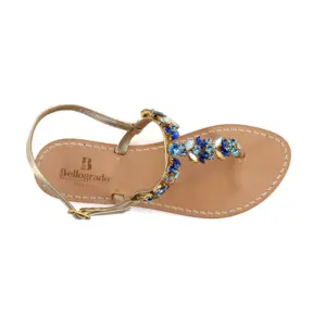 sandali gioiello praiano - blu - alto - Sandali Bellogrado Amalfi