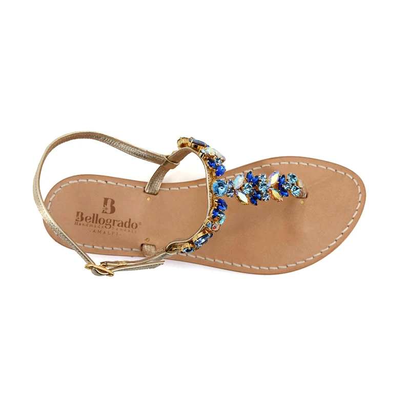 sandali gioiello praiano - blu - alto - Sandali Bellogrado Amalfi