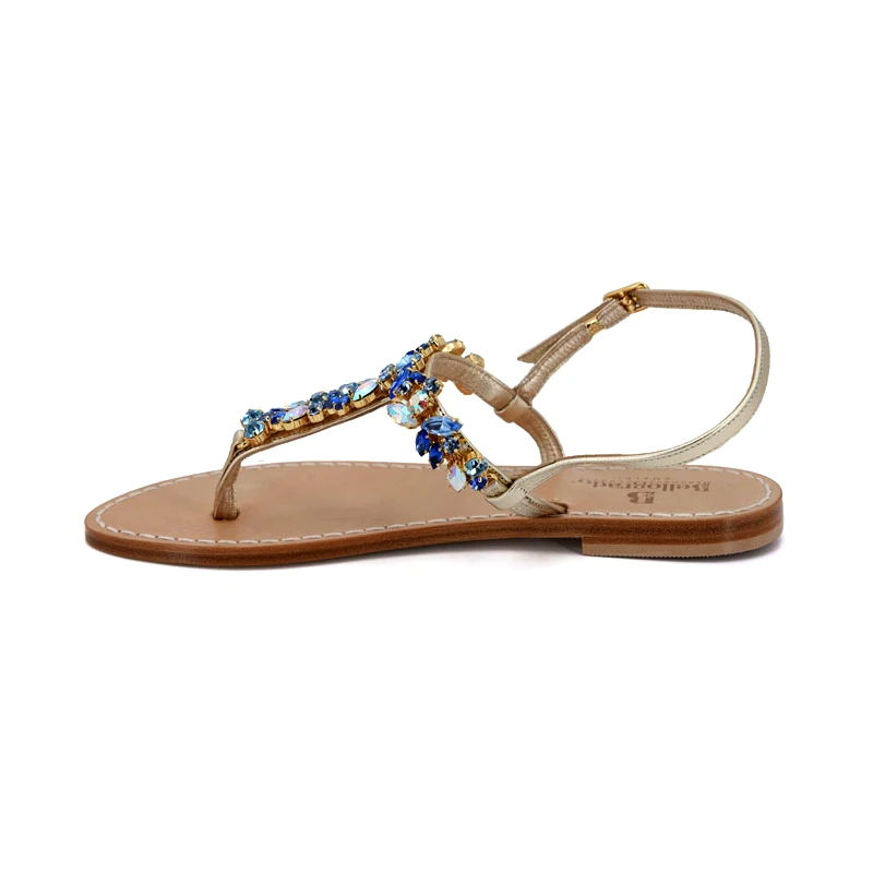 sandali gioiello praiano - blu - lateralesx - Sandali Bellogrado Amalfi