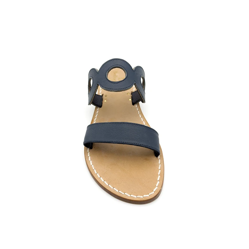 sandali doppia fascia - anni 70 - blu navy frontale - sandalibellogrado
