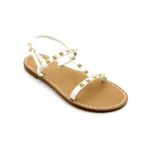 sandali doppia fascia - caprese - pelle cuoio borchie laterale - sandalibellogrado