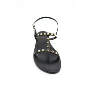 sandali doppia fascia - caprese -pelle nero borchie frontale- sandalibellogrado