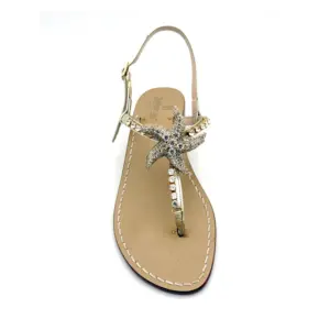 sandali gioiello praiano platino - frontale sandalibellogrado